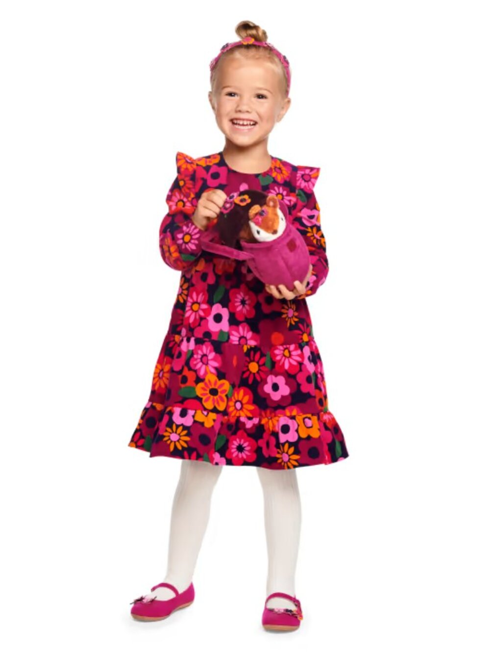 NWOT Gymboree Girls Cotton Lined Floral Corduroy Tiered Dress size 3T